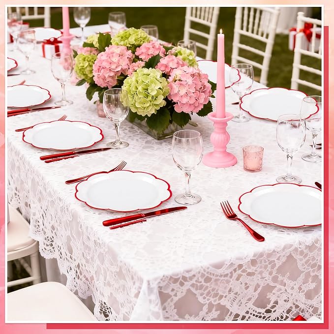 NatNarr 30 Pcs Red and White Paper Plates 7 Inch White Plates - Image 8