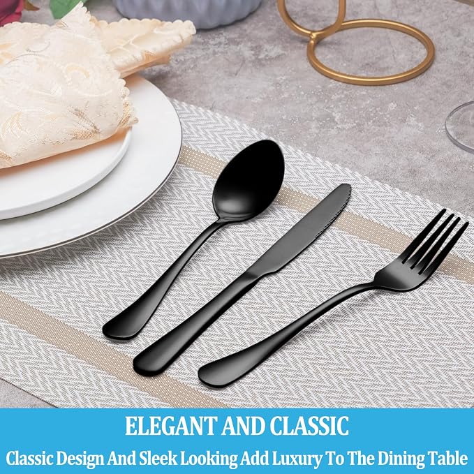 20 Pcs Black Silverware Set, Stainless Steel Flatware Set Service - Image 6