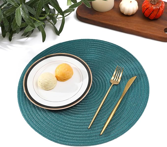 SHACOS Round Placemats Set of 6 Washable 15 inch Round Table Mats Cotton - Image 8