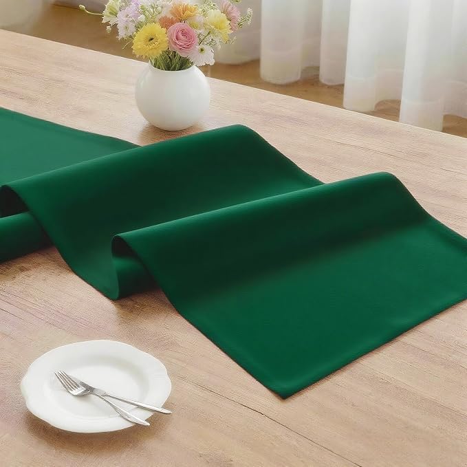MEANMOY Green Table Runner 108 Inches Long Waterproof Table Runners | Washable - Image 3
