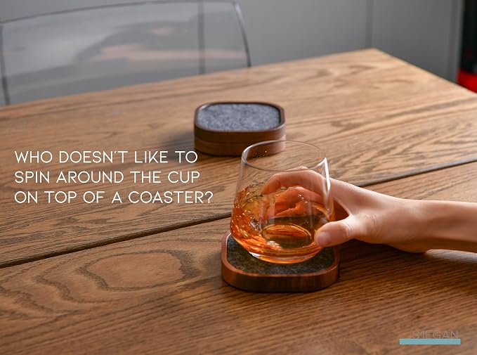 Wood Coaster for Drinks, Squircles Absorbent and Insulation Felt Stackable Cup - Image 5