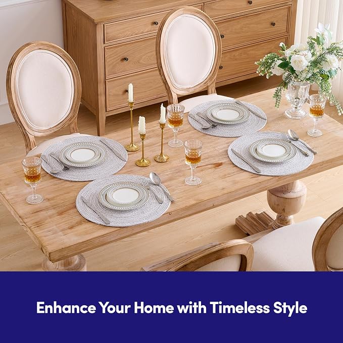 Round Placemats Set of 6-100% Cotton Two-Tone Placemat - Image 7