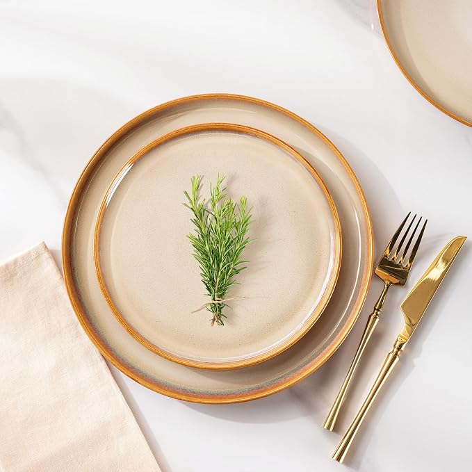 LERATIO Ceramic Dinner Plates Set of 4, 10.5 Inch Reactive Glaze Plate Sets | - Image 4