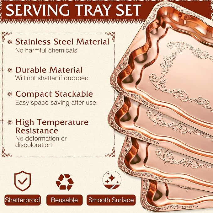 FoldTier 4 Pack Serving Trays Set - Image 4