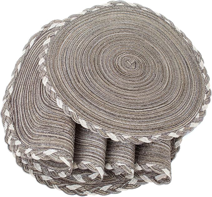 SHACOS Round Placemats Set of 6 Braided Glitter Round Table Placemats 15 inch - Image 5