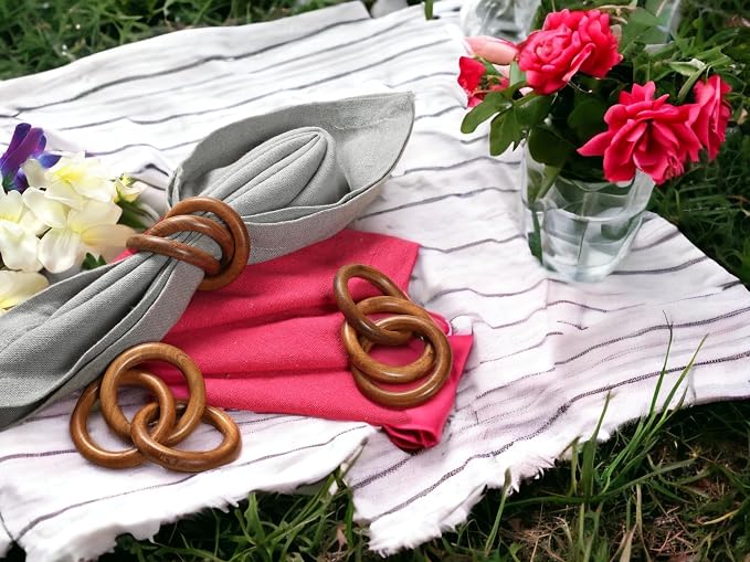 ALPHA Living HOME Wooden Napkin Rings Set of 12 - Image 5