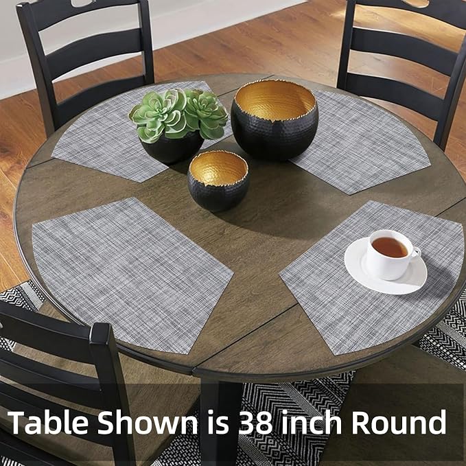 SHACOS Wedge Placemats Set of 4 Round Table Placemats Woven Vinyl Place Mats - Image 6