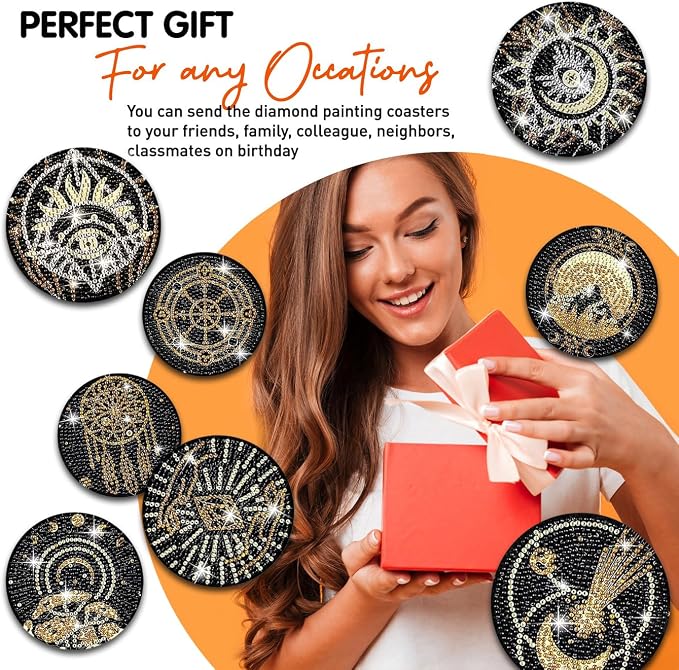 8 pcs Diamond Painting Coasters | Diamond Art Coasters | Tarot Diamond Art - Image 6
