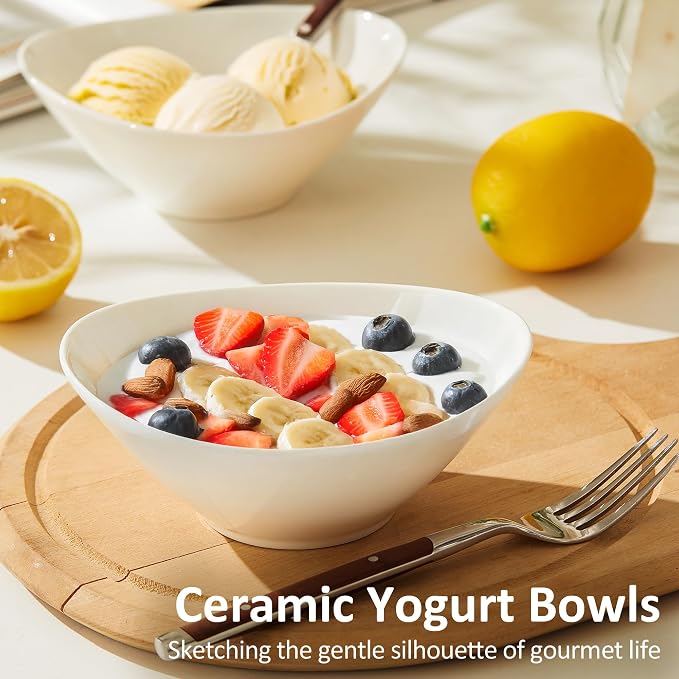 Teocera 6 Inch Ceramic Breakfast Bowls Set of 6, 10 Ounce Small Yogurt Bowls - Image 2
