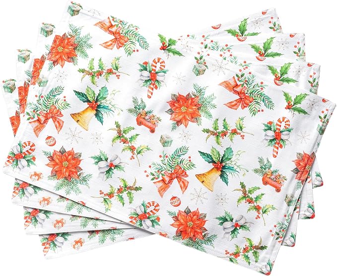 Maison d' Hermine Placemats Set of 4 Reusable 100% Cotton | Cloth Place Mats by MaisondHermine
