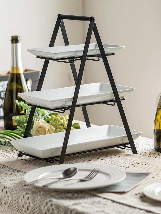 YHOSSEUN 3 Tier Serving Tray Tiered Tray Stand, 10+12+14 Inch, Large Serving - Image 2
