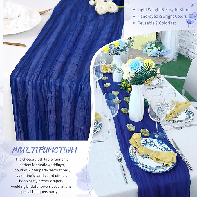 Showgeous 30 Pack Royal Blue Cheesecloth Table Runner, 17 x 108 Inches | Boho - Image 5