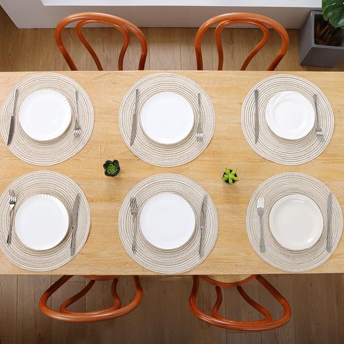 SHACOS Round Braided Placemats Set of 4 Washable Table Placemats Cotton - Image 7
