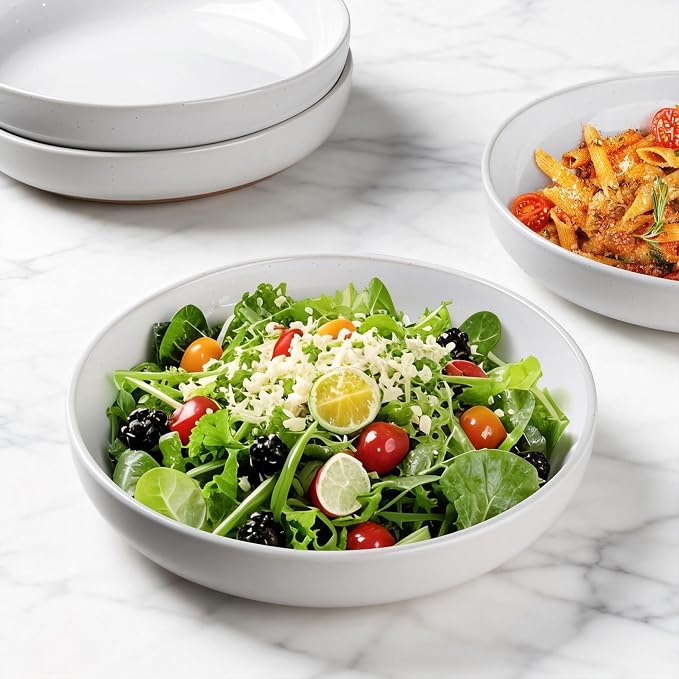 AmorArc 8.75'' Large Ceramic Pasta Bowls, 38oz Handpainted Stoneware Bowls Set - Image 5