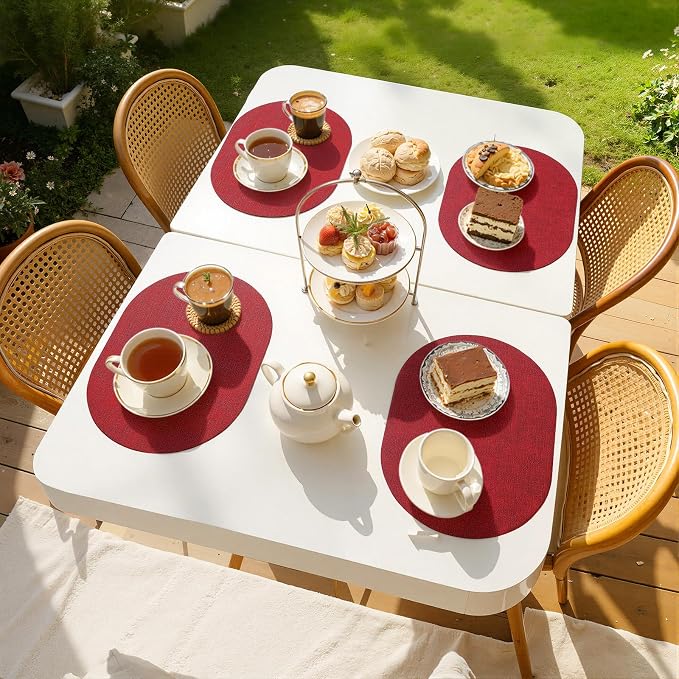 Placemats Set of 6, 11.8 x 17 Inch, Waterproof Wipeable Reversible PU Placemat - Image 8