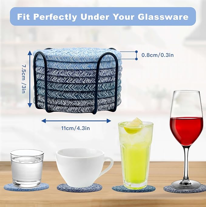 8 Pcs Drink Coasters, Absorbent Drink Coasters - Image 2