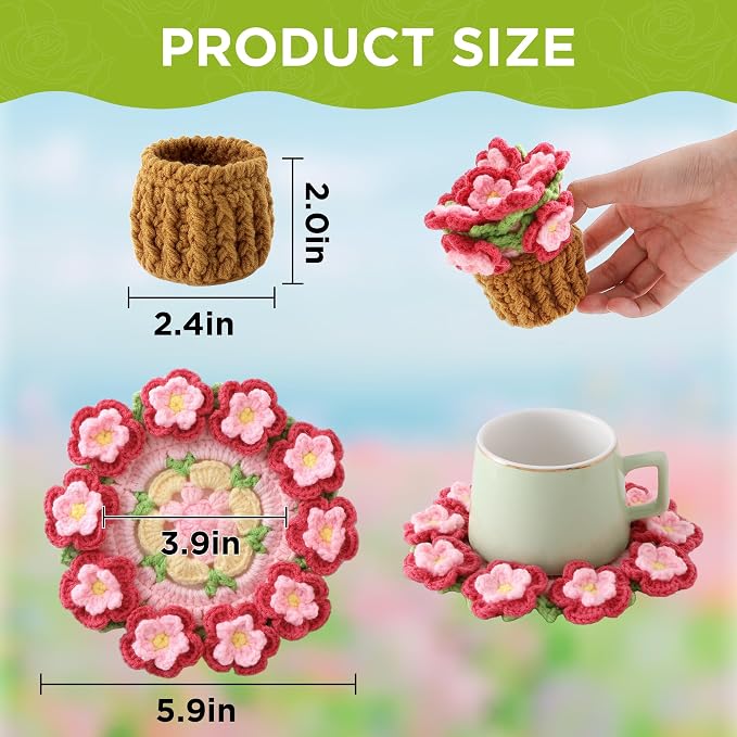 Crochet Flower Coasters, Handmade Bouquet Coasters - Image 2