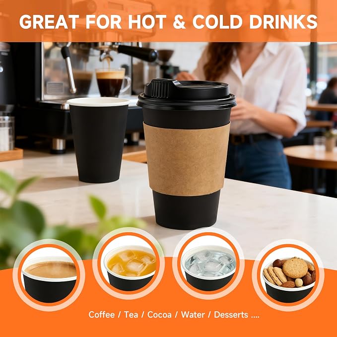 METAPRINT 50 Pack 12 oz Disposable Coffee Cups - Image 7