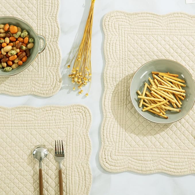 HOMBYS Quilted Placemats Set of 6 Washable-13x18 inches Rectangular Placemats - Image 6