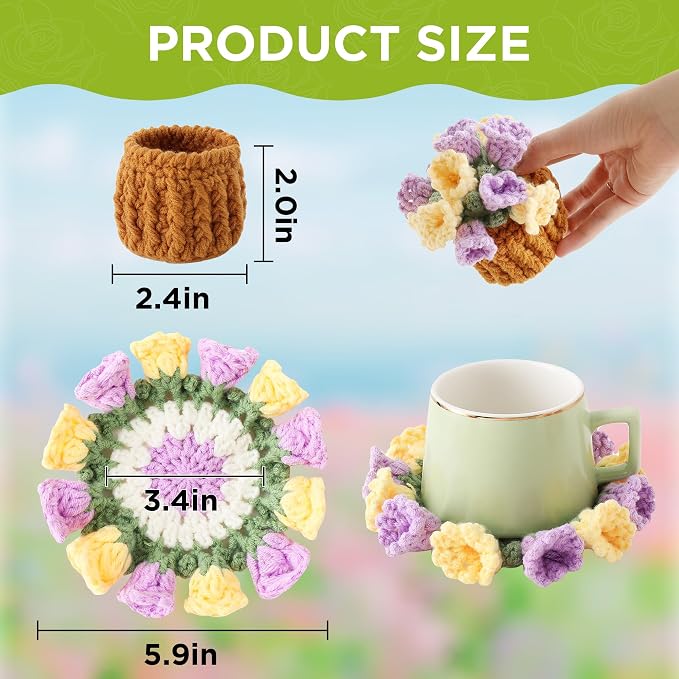 Crochet Flower Coasters, Handmade Bouquet Coasters - Image 2