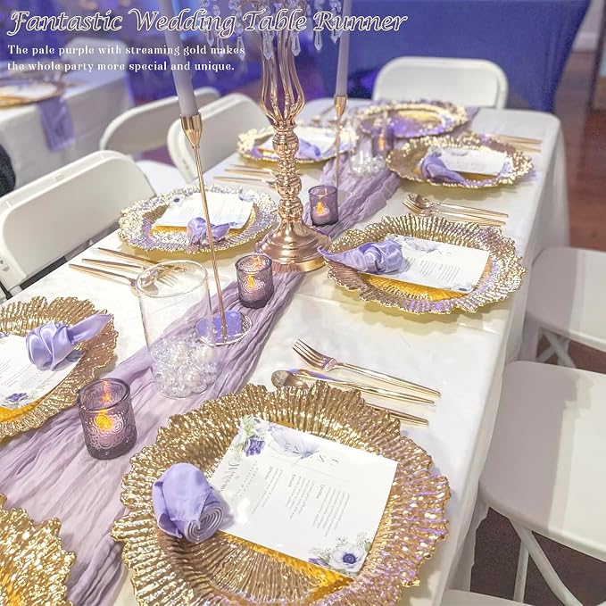 6 Pack Light Purple Cheesecloth Table Runners 35x120 Inch, 10Ft Rustic Lilac - Image 9