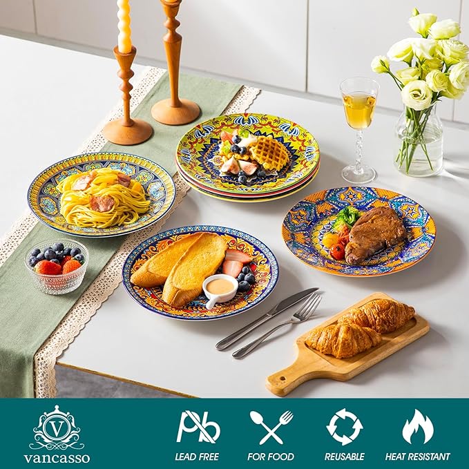 vancasso Colorful Dinner Plates Set of 6, 10.5 Inch Ceramic Kitchen Plates | - Image 3
