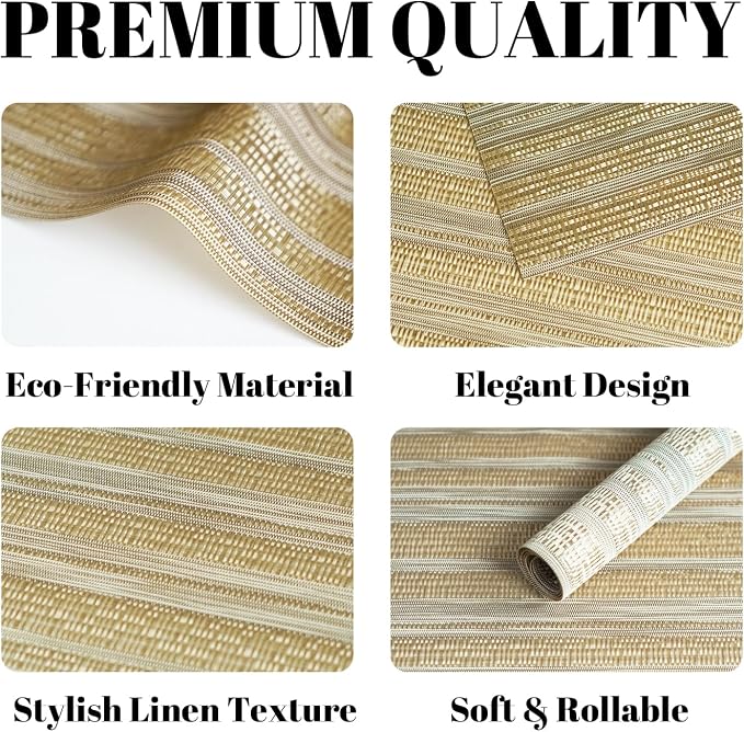 Placemats Set of 6 Vinyl/Plastic Woven Place Mats - Image 2