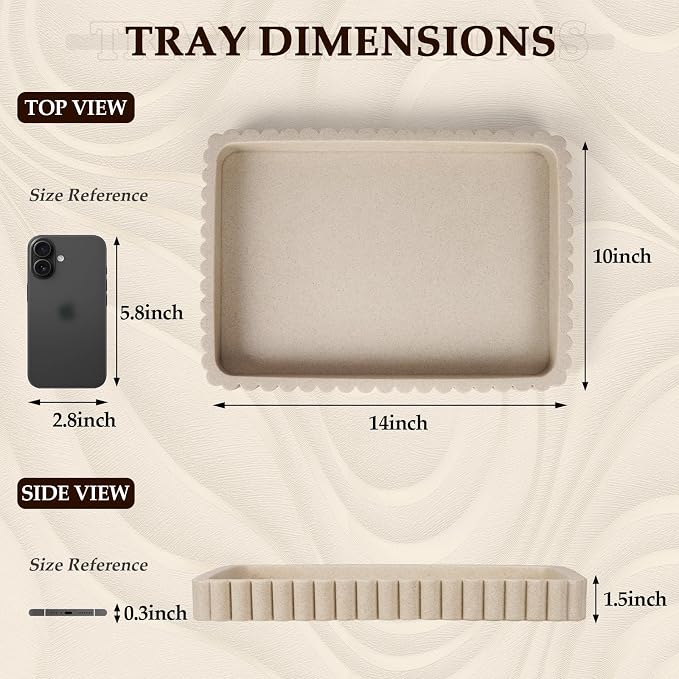 Rectangular Tray for Coffee Table Decor, Solid Concrete, Aesthetic Home Decor - Image 4