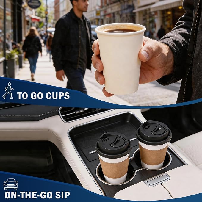 MOUMOULIFE 12 oz Disposable Paper Coffee Cups, To Go & Daily Use - Image 9