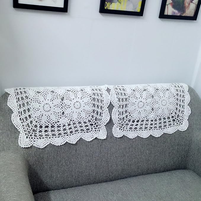 Cotton Handmade Crochet lace Table Runners Square Oval Tablecloth Doilies Doily - Image 5