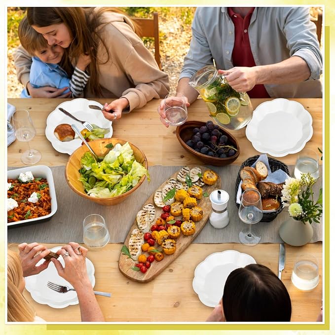NatNarr 30pcs Scalloped Plates, 7 Inch Disposable White Paper Plates Cute Paper - Image 7