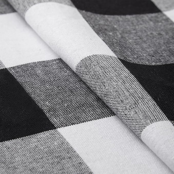Encasa XO Table Runner, Woven Cotton Dining Runner 13"x120" Buffalo Black Checks - Image 5