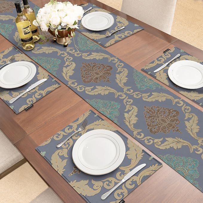 Loom and Mill Luxury Damask Table Runner 108 Inches Long, 13x108 in - Image 6