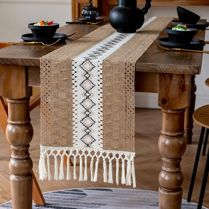 EMMTEEY Macrame Table Runner Boho Style 72 Inches Long, Scratch & Heat Resistant by EMMTEEY