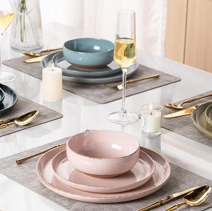 AmorArc Dinnerware Sets for 4, 12 Pieces Ceramic Plates and Bowls Set | Scratch - Image 8