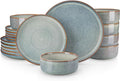 vancasso PLAYA Plates and Bowls Sets, 18 Pieces Light-Blue Dinnerware Sets by vancasso