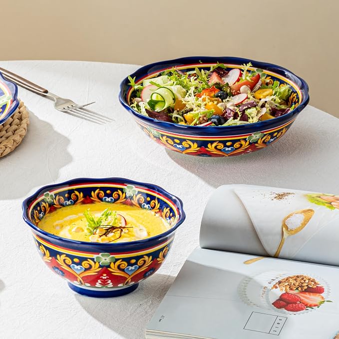 UNICASA Ceramic Pasta Bowls Set, 27 oz Cereal Bowls Set of 4, Porcelain - Image 5