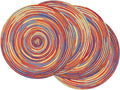 SHACOS Round Braided Placemats Set of 4 Variegated Colorful Placemats by SHACOS