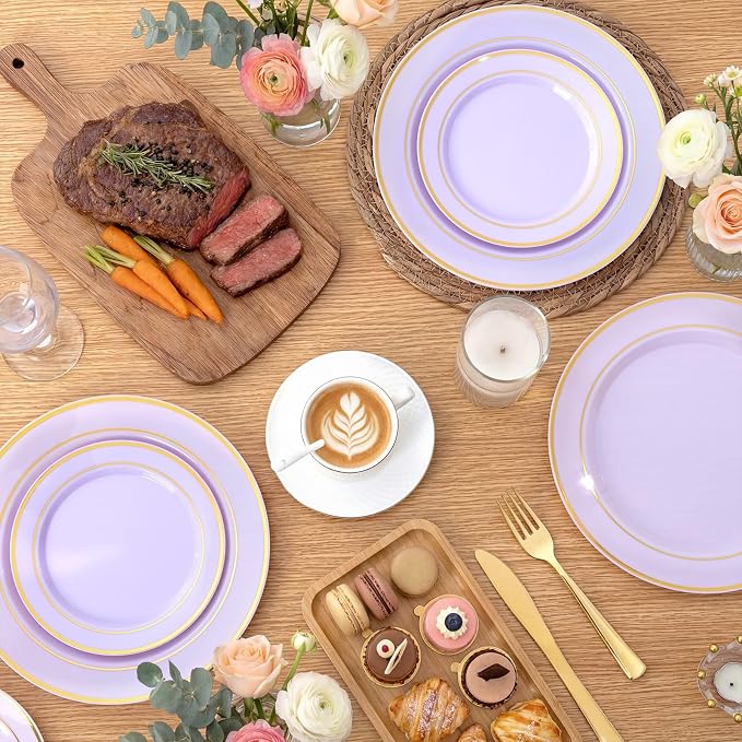 175PCS Purple Plates Disposable - Image 5