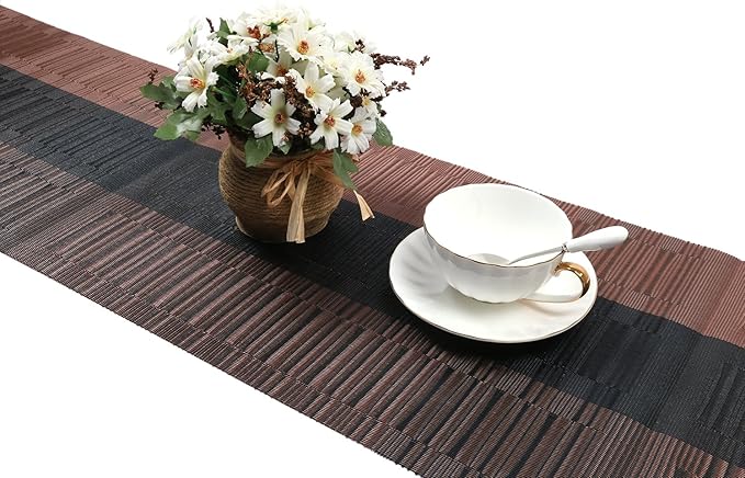 SHACOS Table Runners Woven Vinyl Table Mats 12x54 inch - Image 3