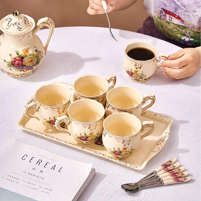 YOLIFE Ceramic Serving Tray, Flowering Shrubs 13.5 x 7.5 inch | Ivory Vintage - Image 6