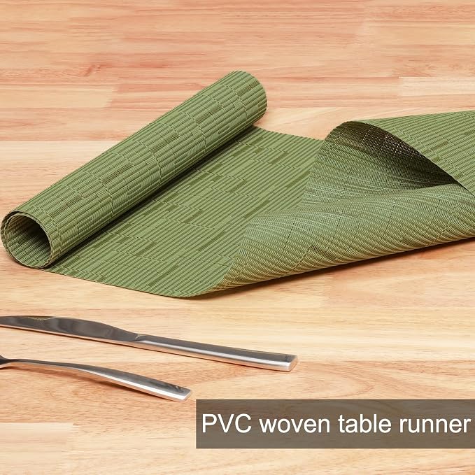 Table Runner 72 Inches Long, Vinyl Woven Heatproof Table Runners | Washable - Image 2