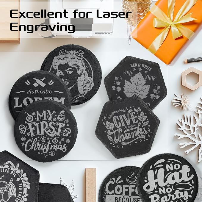 60 PCS Slate Coasters Bulk, MAPRIAL 4 Inch 30PCS Black Round, Handmade Drink - Image 4