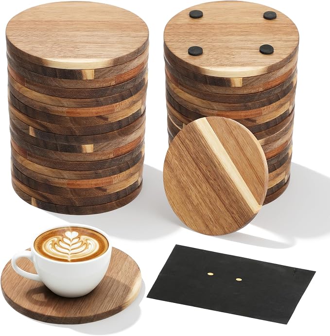36PCS Unfinished Wood Coasters for Drinks 4 Inch Wooden Coaster Stackable by Unknown