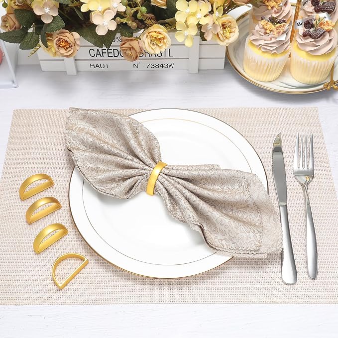 KPOSIYA Napkin Rings Set of 36, Matte Gold Napkin Rings Bulk - Image 2