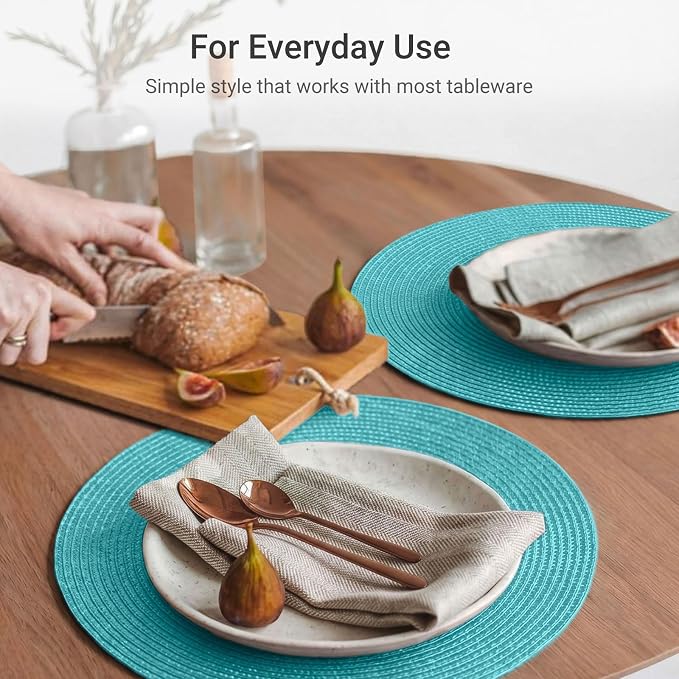 FunWheat Round Braided Placemats Set of 4 Table Mats - Image 5