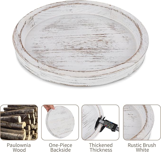 Hanobe Round Wood Candle Holder Trays - Image 9