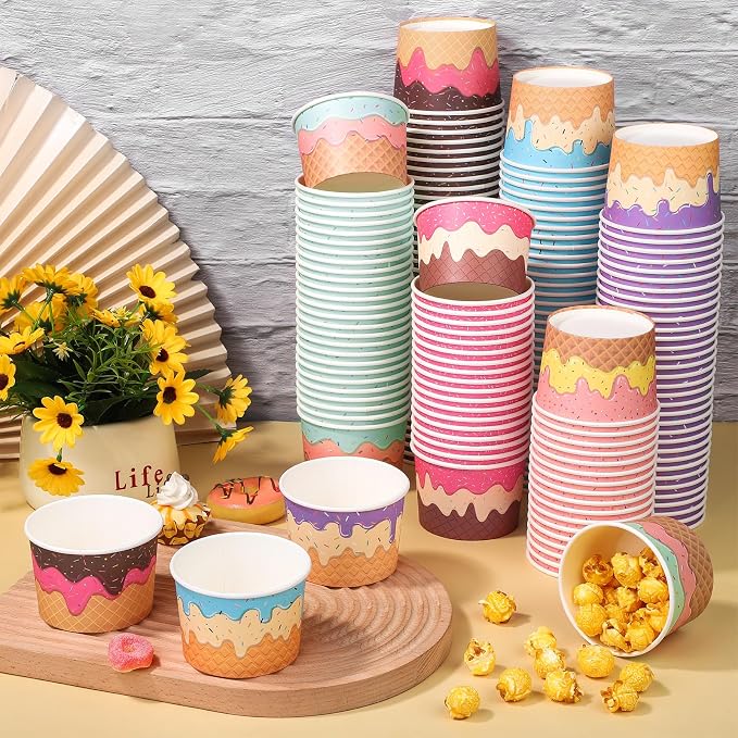 Aodaer 300 Pack 8 oz Paper Cups Disposable Ice Cream Bowls Dessert Cups Sundae - Image 5