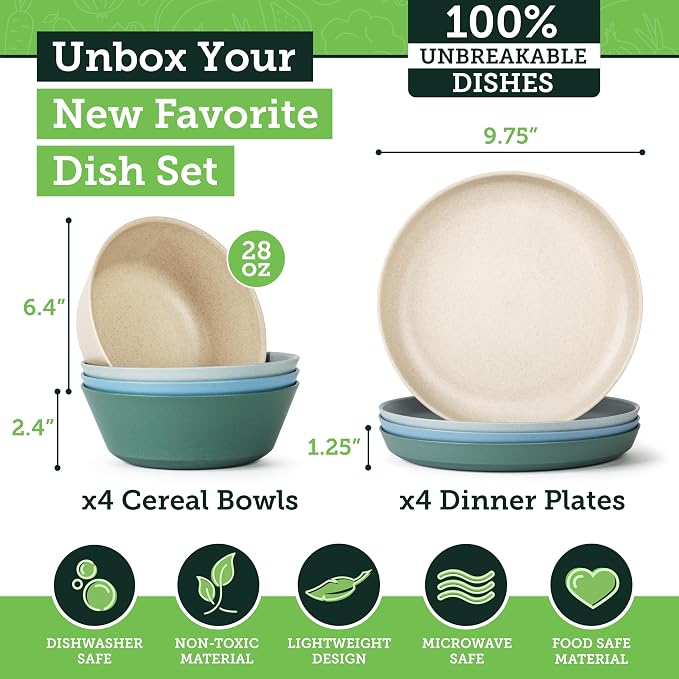Grow Forward Premium Wheat Straw Plates and Bowls Sets - Image 3