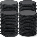 60 PCS Slate Coasters Bulk, MAPRIAL 4 Inch 30PCS Black Round, Handmade Drink by MAPRIAL